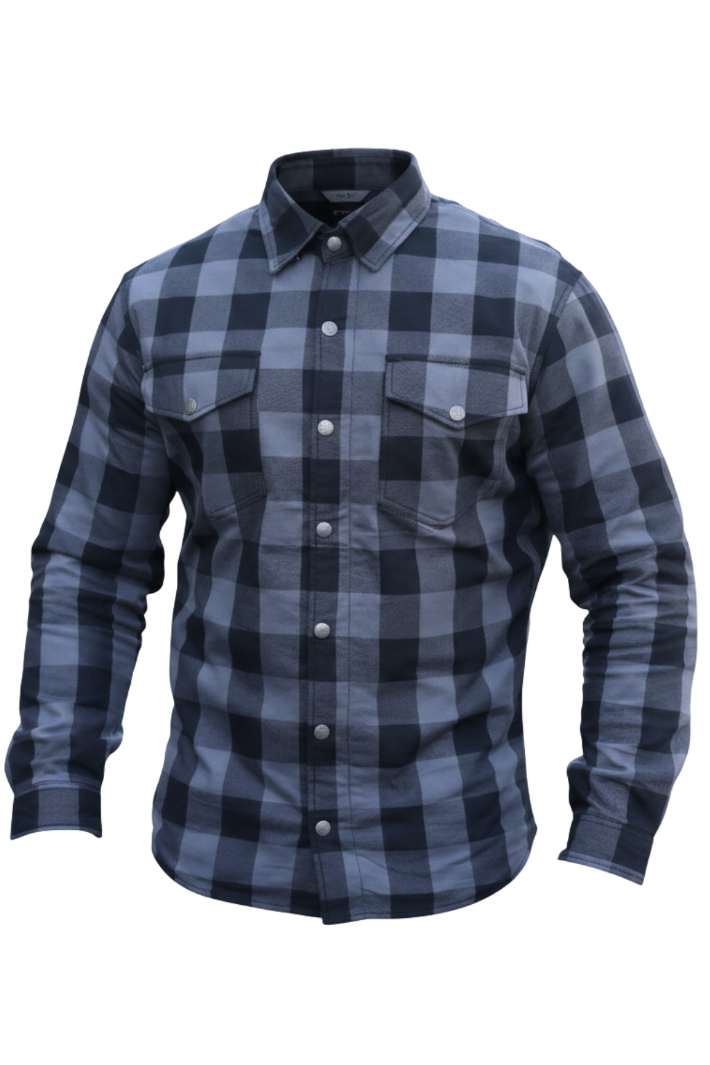 Grey and Black CE AA Armored Motorcycle Flannel Shirt – Kevlar Reinforced Motorcycle Riding Shirt with Armor