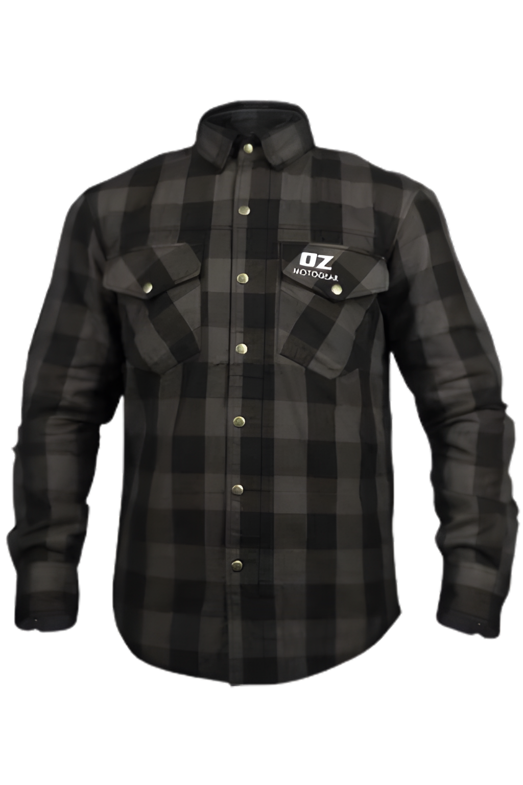 Men's Motorcycle Flannel Shirt CE AA Certified Black & Grey - Kevlar Reinforced - OZ MOTOGEAR
