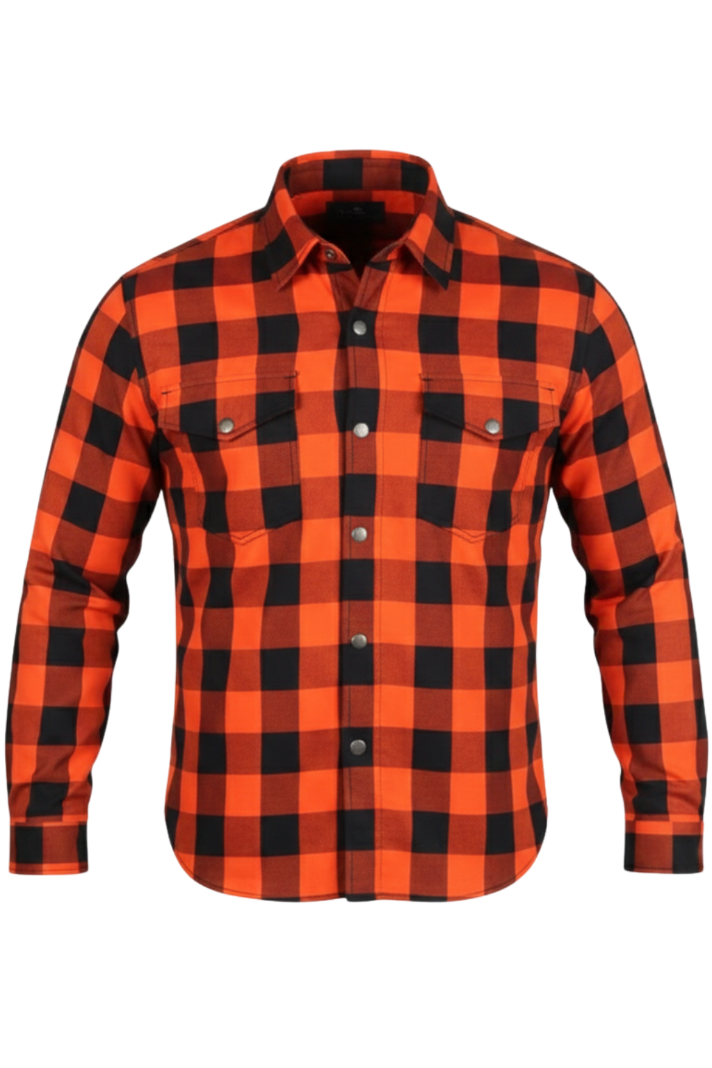 Men's Motorcycle Flannel Shirt CE AA Certified Orange & Black - Kevlar Reinforced - OZ MOTOGEAR