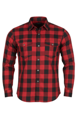 Men's Motorcycle Flannel Shirt CE AA  Certified Red & Black - Kevlar Reinforced - OZ MOTOGEAR