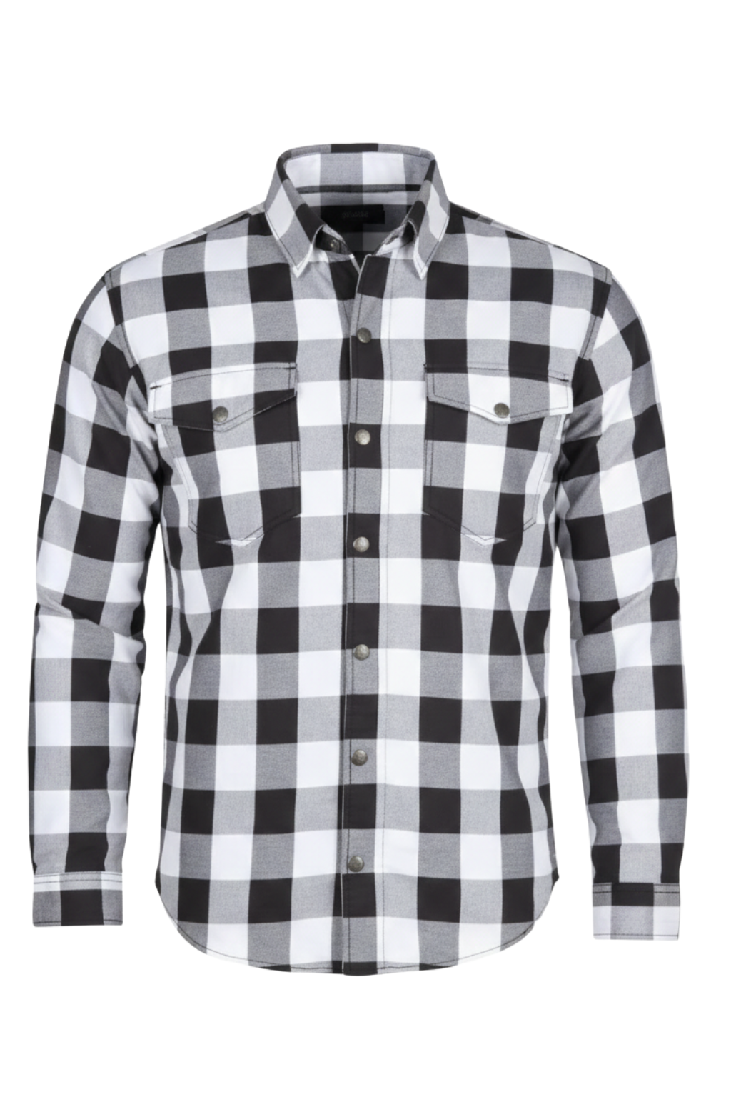 Men's Motorcycle Flannel Shirt CE AA Certified Black & White - Kevlar Reinforced - OZ MOTOGEAR