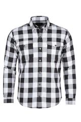 Men's Motorcycle Flannel Shirt CE AA Certified Black & White - Kevlar Reinforced - OZ MOTOGEAR