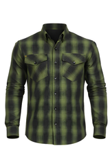 Men's Motorcycle Flannel Shirt Green - Level 2 Protection - OZ MOTOGEAR